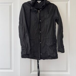 James Perse Women's Slate Gray Lightweight Utility Hooded Jacket